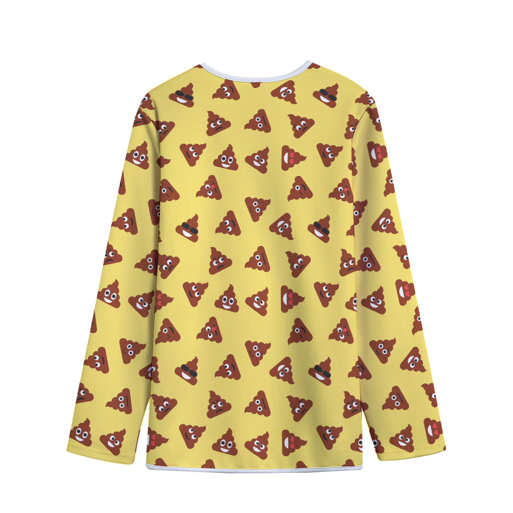 Poop Emoji Pattern Print Long Sleeve Short Coat