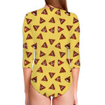 Poop Emoji Pattern Print Long Sleeve Swimsuit