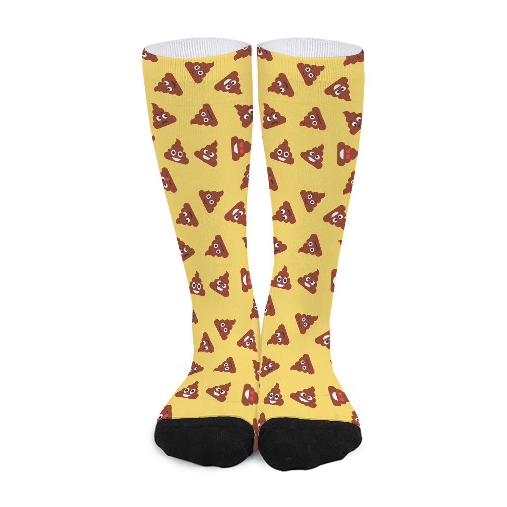 Poop Emoji Pattern Print Long Socks