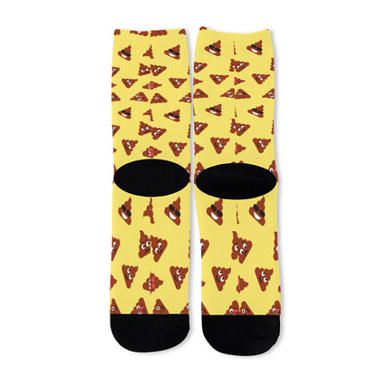 Poop Emoji Pattern Print Long Socks