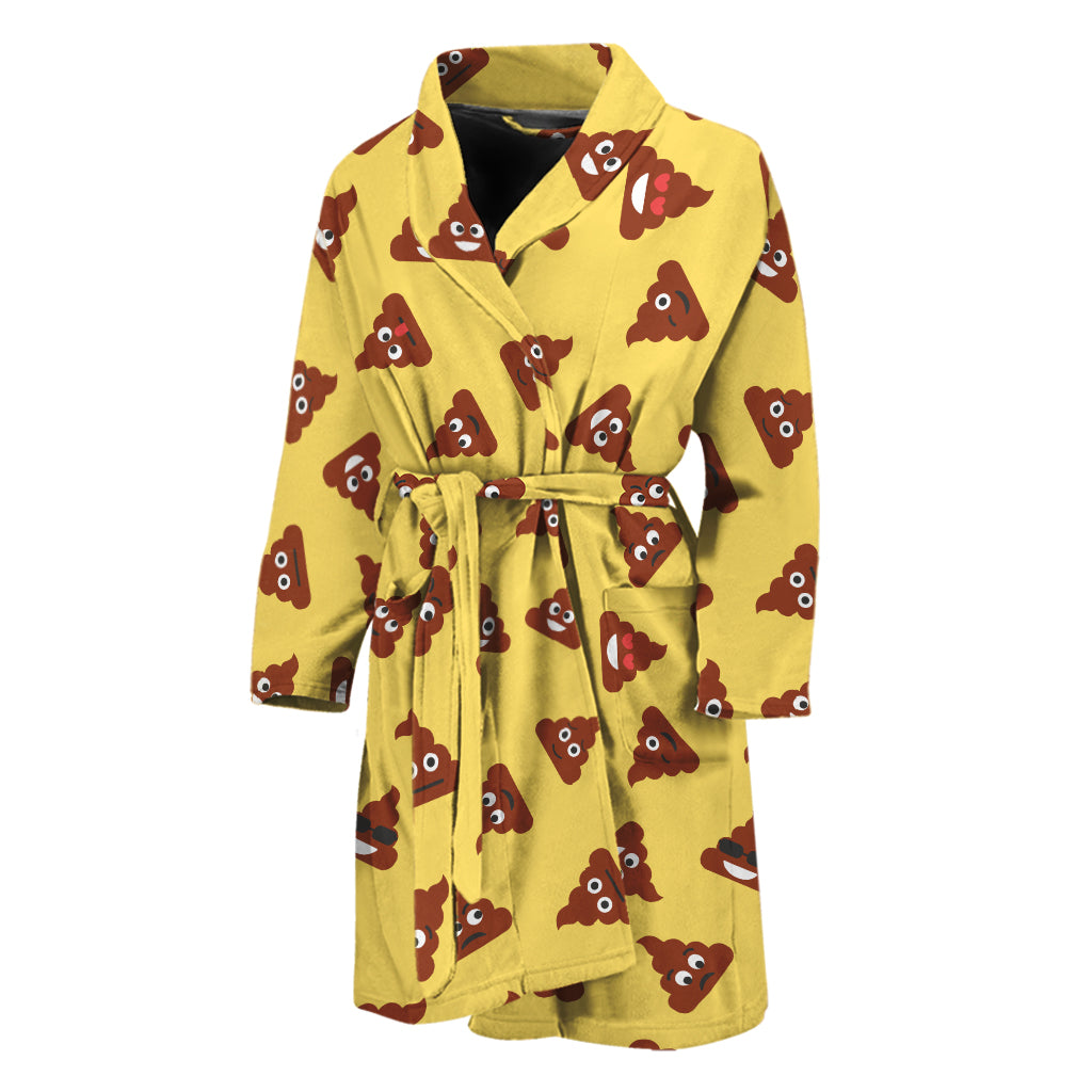 Poop Emoji Pattern Print Men's Bathrobe