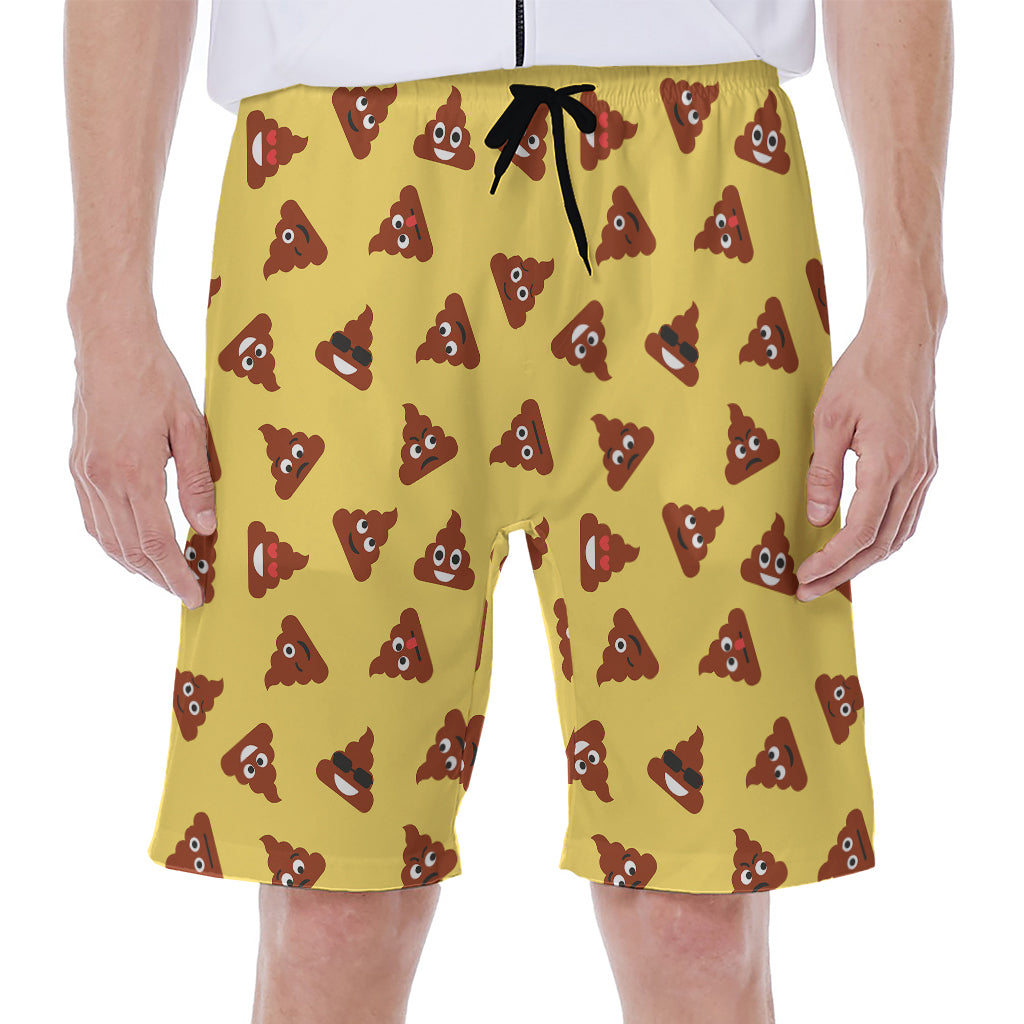 Poop Emoji Pattern Print Men's Beach Shorts