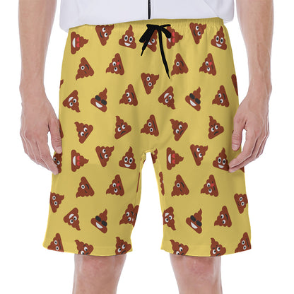 Poop Emoji Pattern Print Men's Beach Shorts