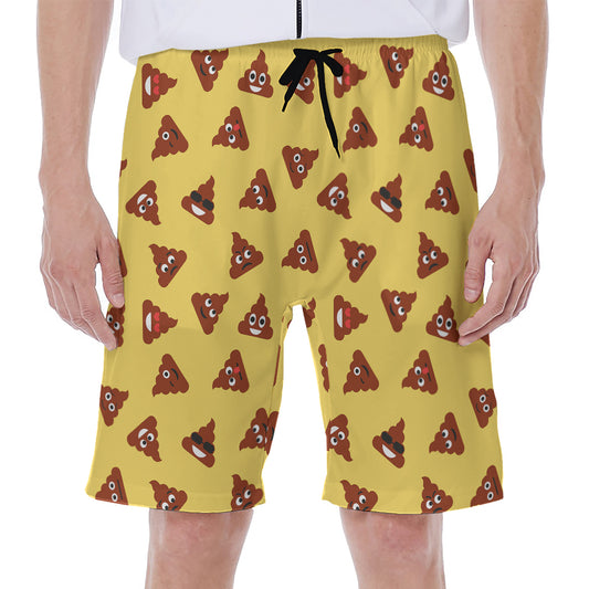 Poop Emoji Pattern Print Men's Beach Shorts