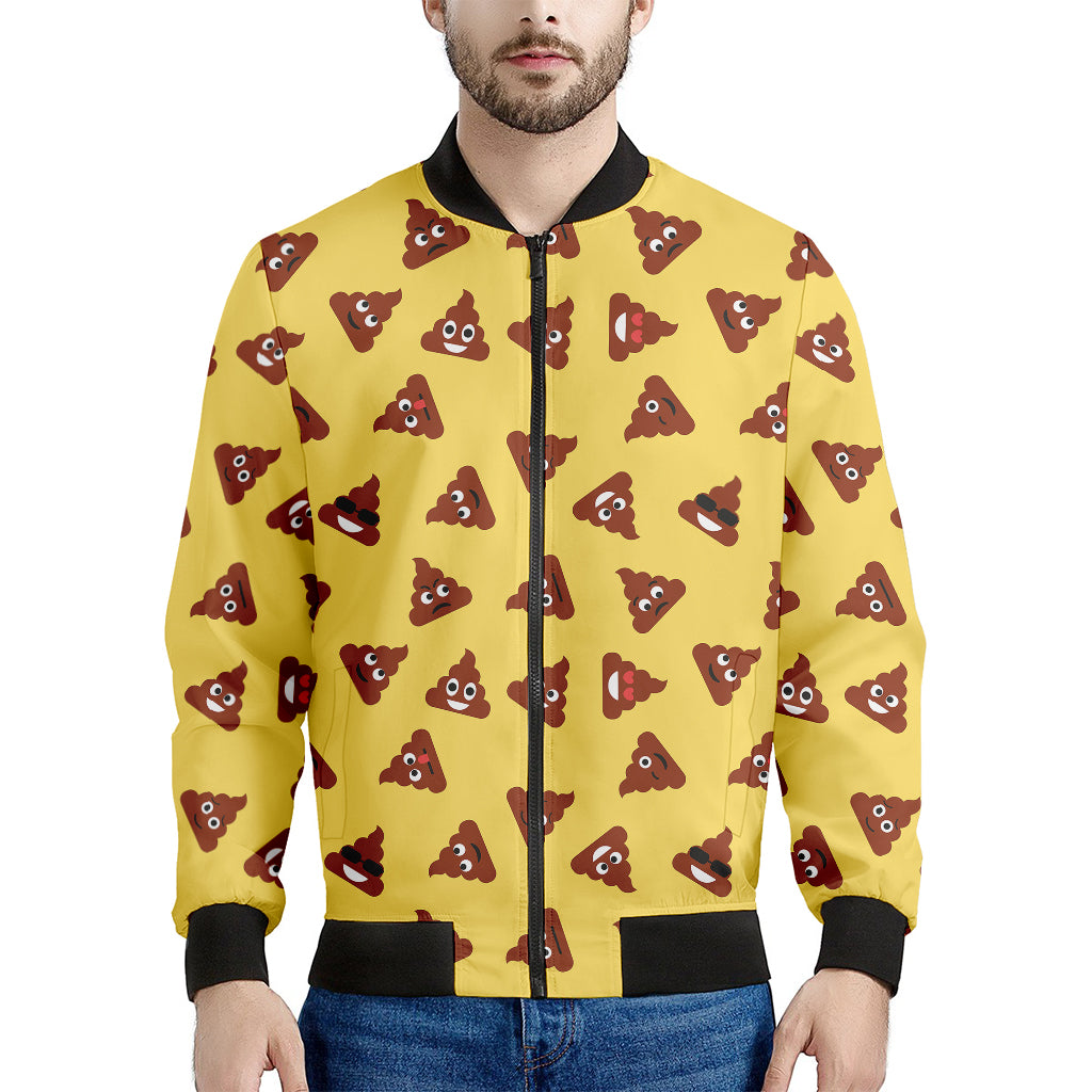 Poop Emoji Pattern Print Men's Bomber Jacket