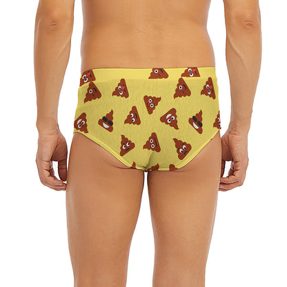 Poop Emoji Pattern Print Men's Briefs