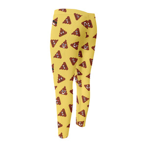 Poop Emoji Pattern Print Men's Compression Pants