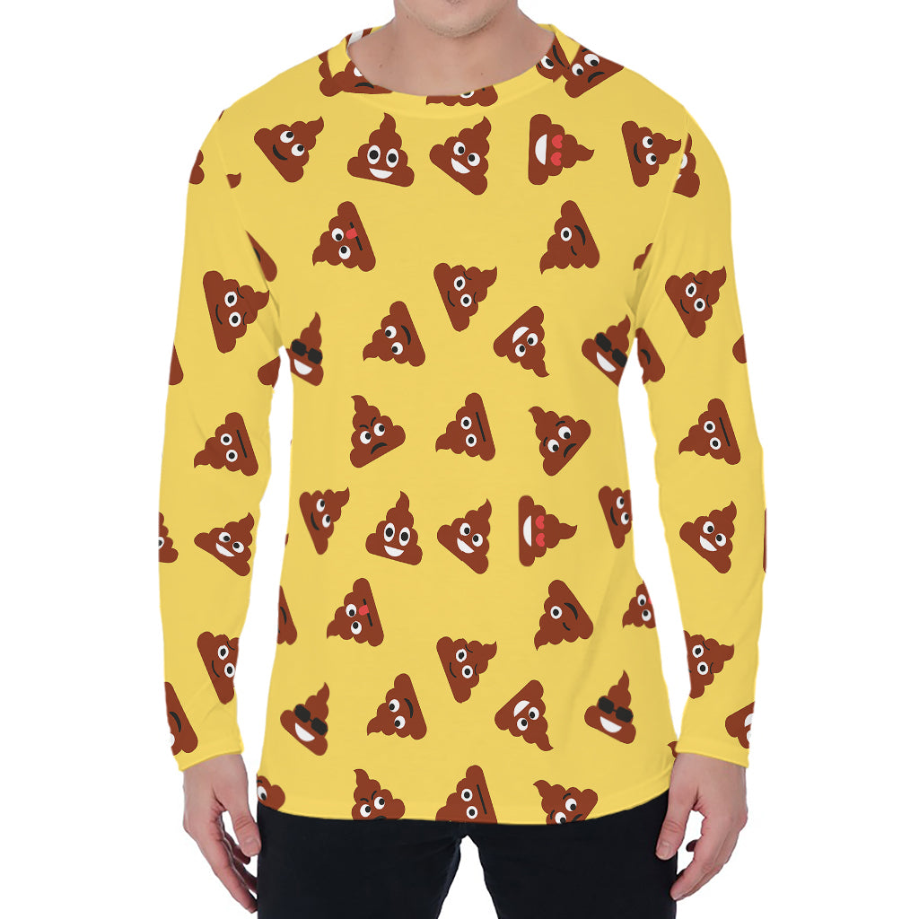 Poop Emoji Pattern Print Men's Long Sleeve T-Shirt