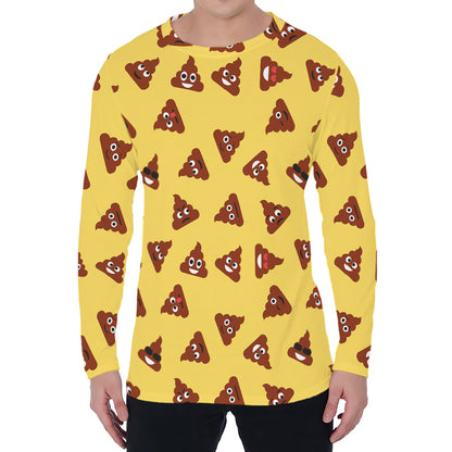 Poop Emoji Pattern Print Men's Long Sleeve T-Shirt