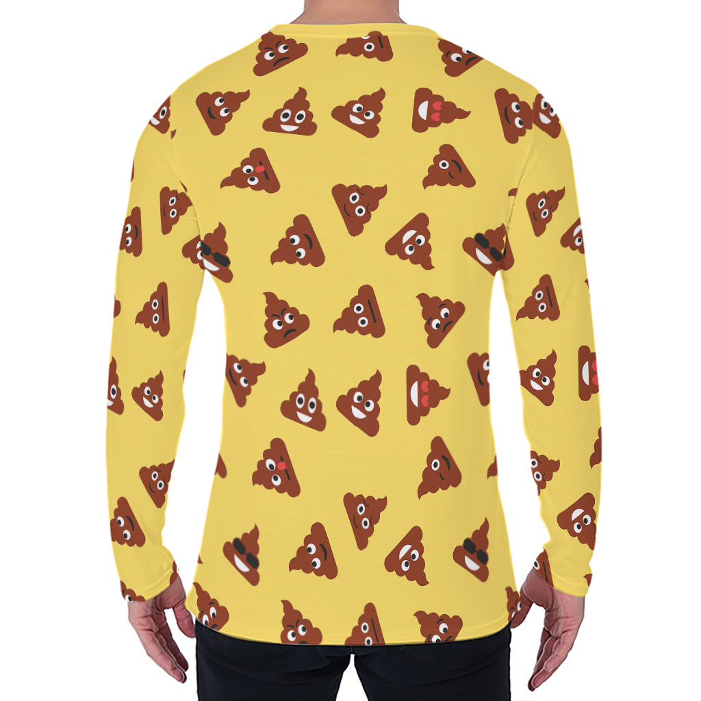 Poop Emoji Pattern Print Men's Long Sleeve T-Shirt