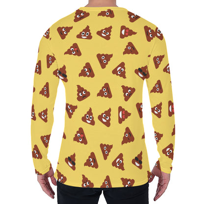 Poop Emoji Pattern Print Men's Long Sleeve T-Shirt