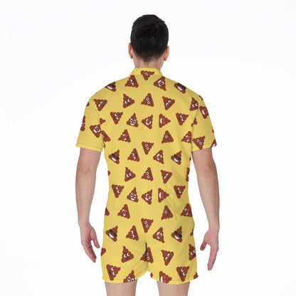 Poop Emoji Pattern Print Men's Rompers