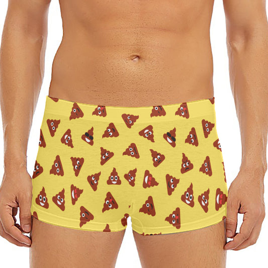 Poop Emoji Pattern Print Men's Short Boxer Briefs