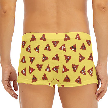 Poop Emoji Pattern Print Men's Short Boxer Briefs
