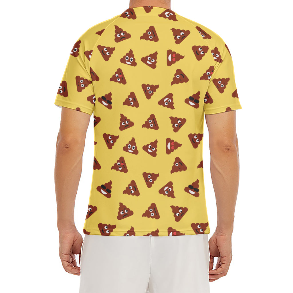 Poop Emoji Pattern Print Men's Short Sleeve Rash Guard