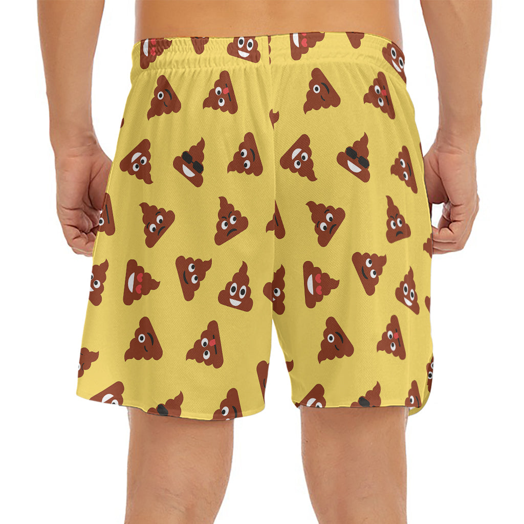 Poop Emoji Pattern Print Men's Split Running Shorts