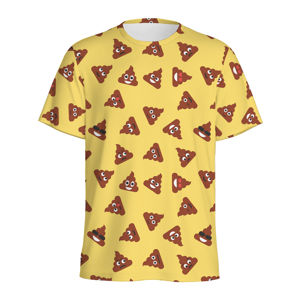Poop Emoji Pattern Print Men's Sports T-Shirt