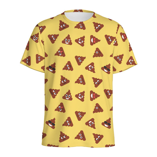 Poop Emoji Pattern Print Men's Sports T-Shirt