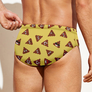 Poop Emoji Pattern Print Men's Swim Briefs