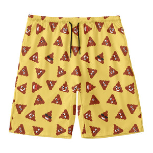 Poop Emoji Pattern Print Men's Swim Trunks