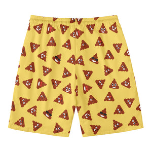 Poop Emoji Pattern Print Men's Swim Trunks