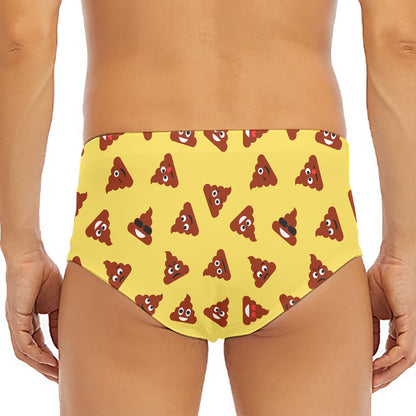 Poop Emoji Pattern Print Men's Triangle Swim Briefs