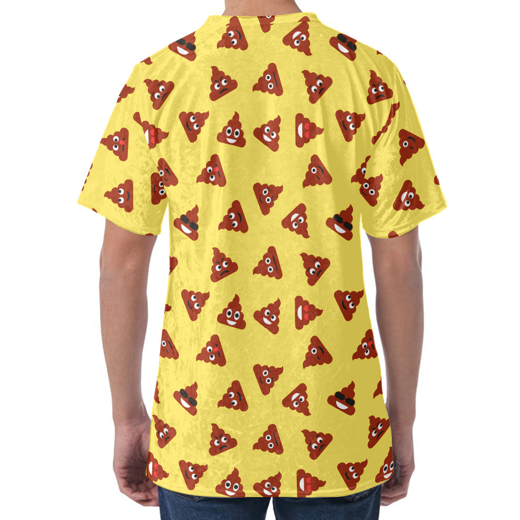 Poop Emoji Pattern Print Men's Velvet T-Shirt