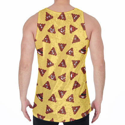 Poop Emoji Pattern Print Men's Velvet Tank Top