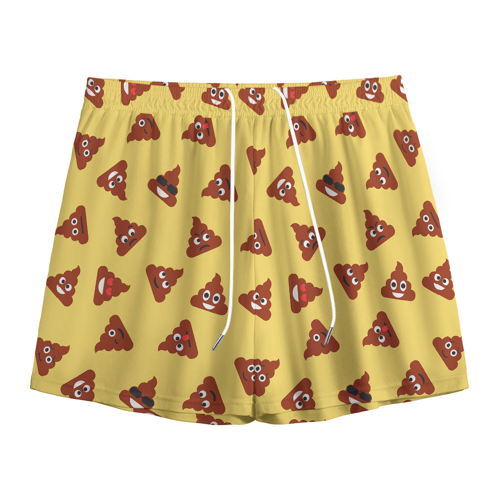 Poop Emoji Pattern Print Mesh Shorts