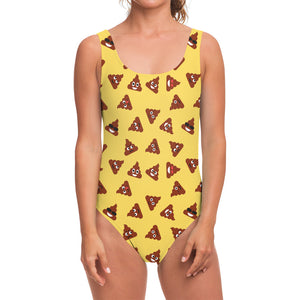 Poop Emoji Pattern Print One Piece Swimsuit