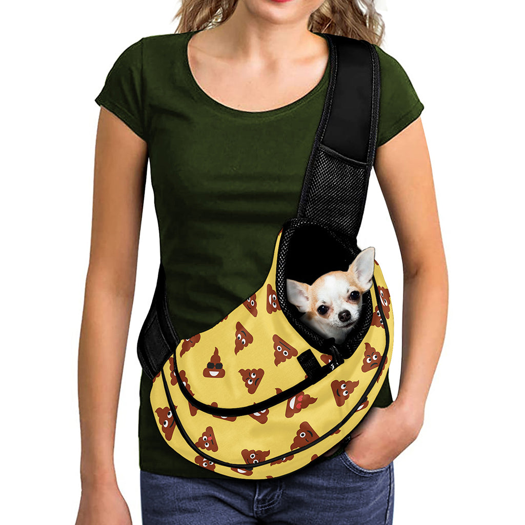 Poop Emoji Pattern Print Pet Sling Carrier