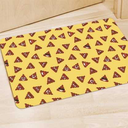 Poop Emoji Pattern Print Polyester Doormat