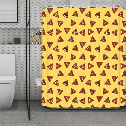 Poop Emoji Pattern Print Polyester Shower Curtain