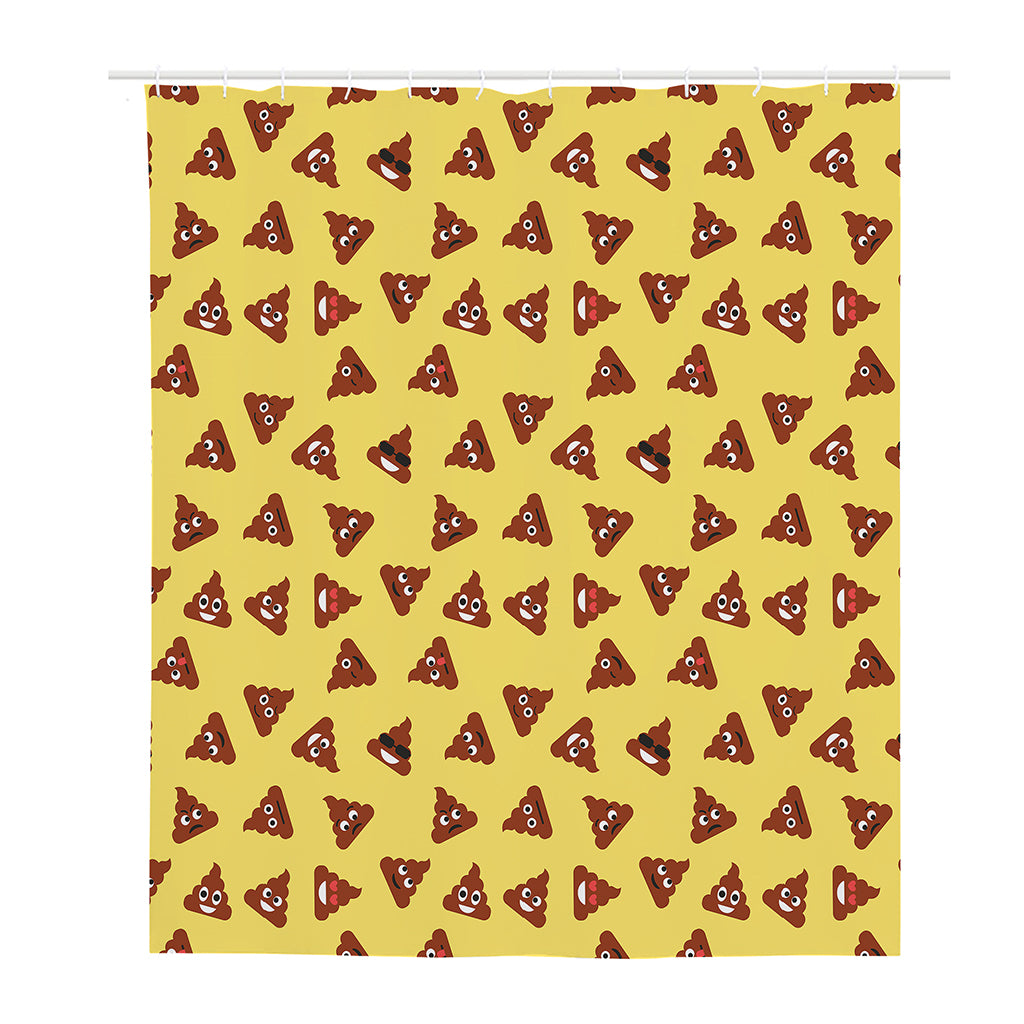 Poop Emoji Pattern Print Polyester Shower Curtain