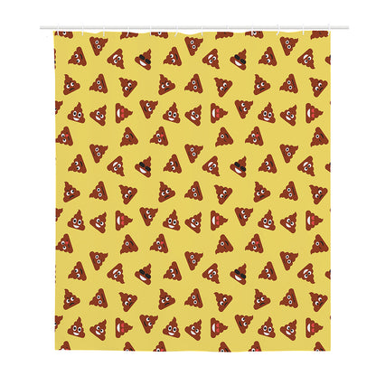 Poop Emoji Pattern Print Polyester Shower Curtain