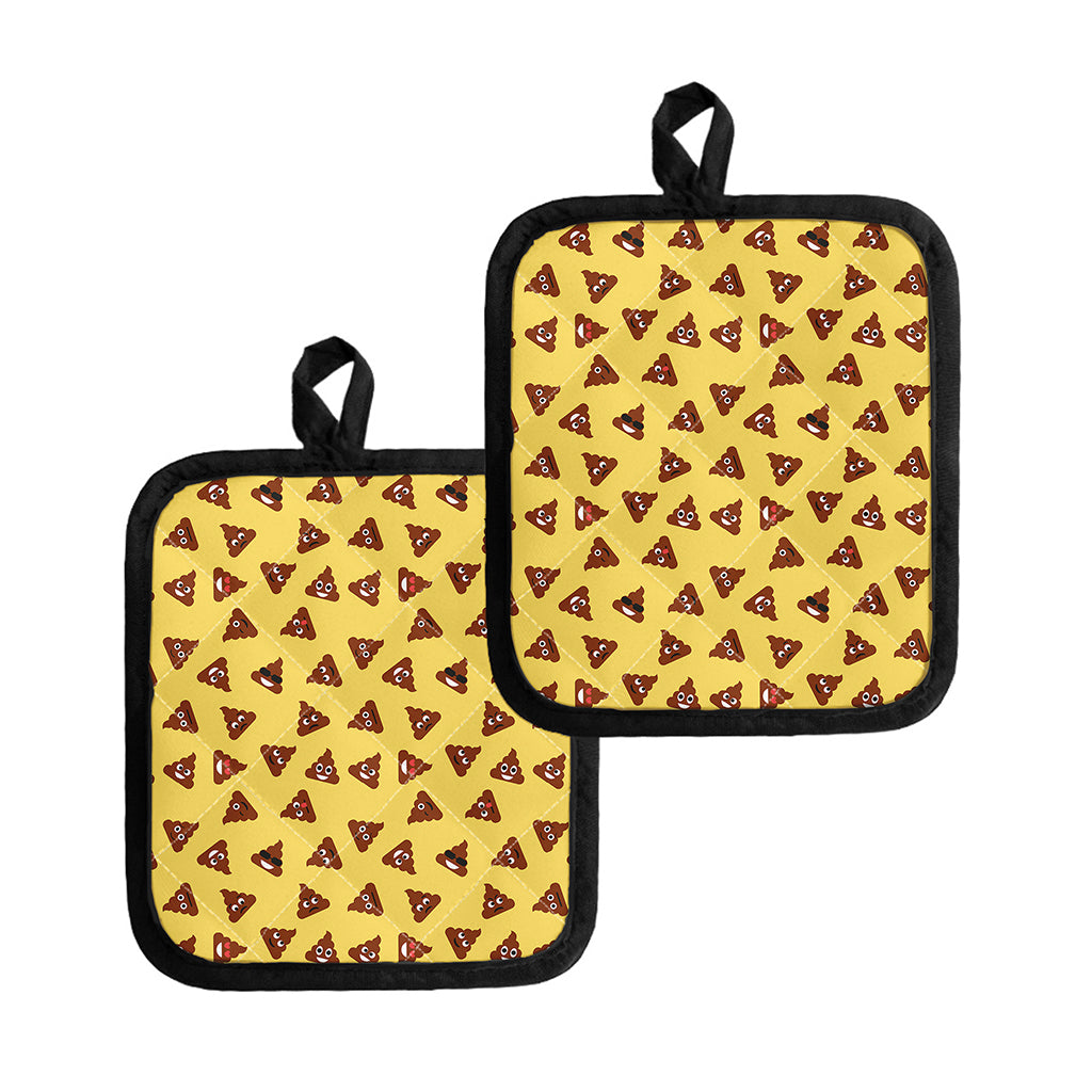 Poop Emoji Pattern Print Pot Holders