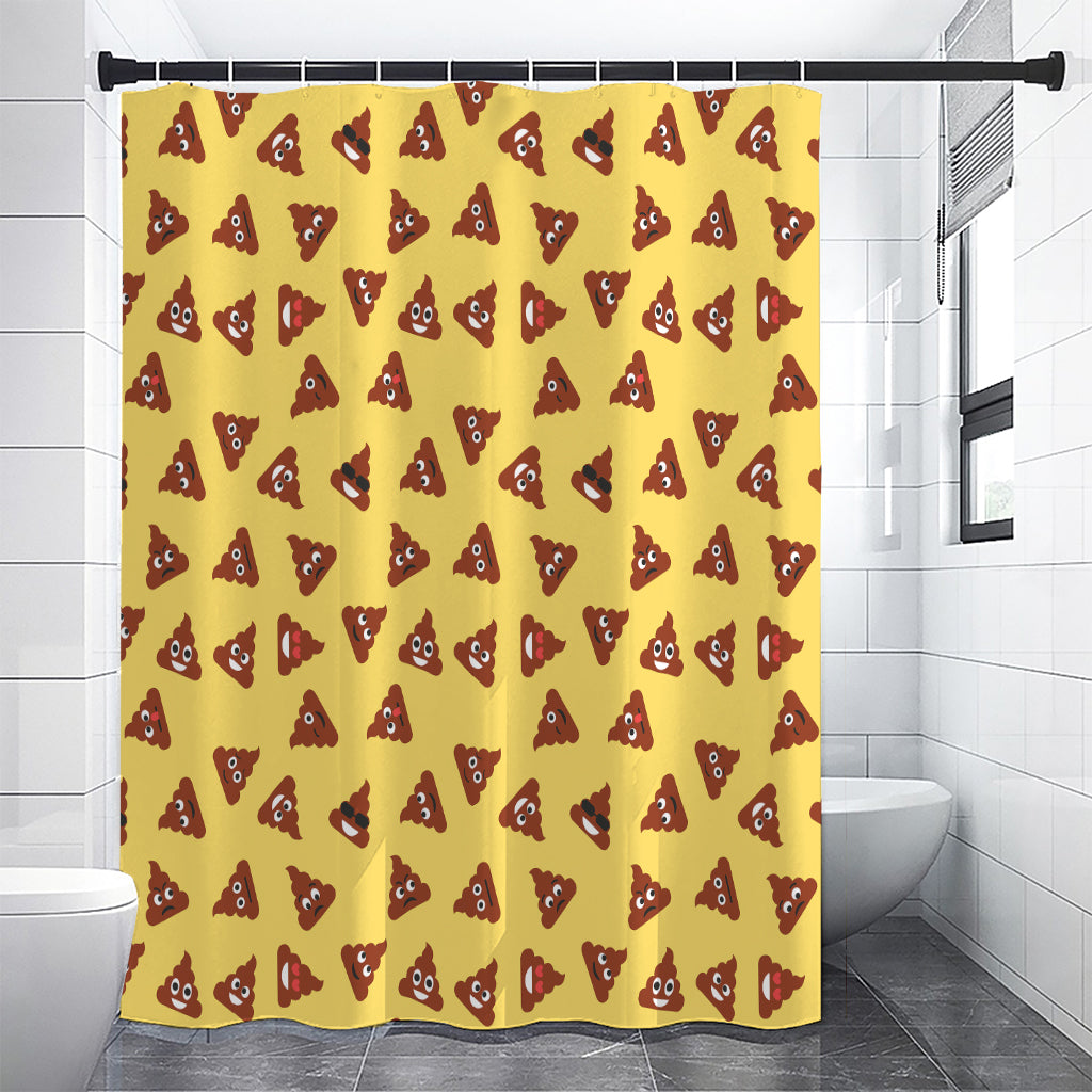 Poop Emoji Pattern Print Premium Shower Curtain