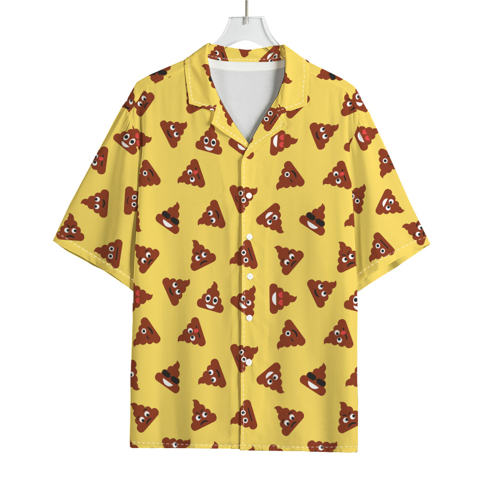 Poop Emoji Pattern Print Rayon Hawaiian Shirt