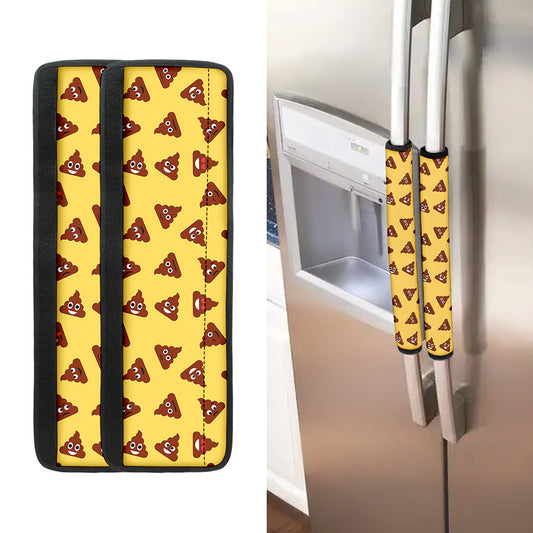Poop Emoji Pattern Print Refrigerator Handle Covers