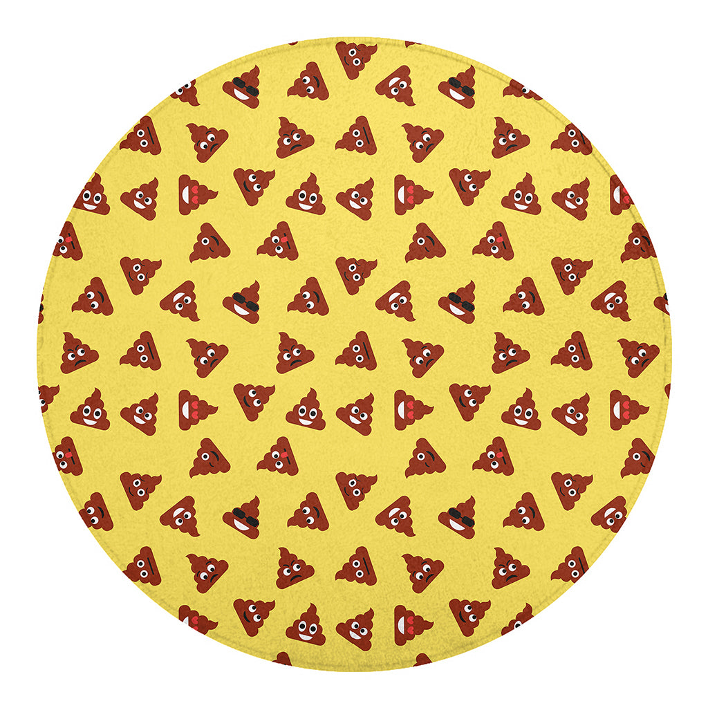 Poop Emoji Pattern Print Round Blanket
