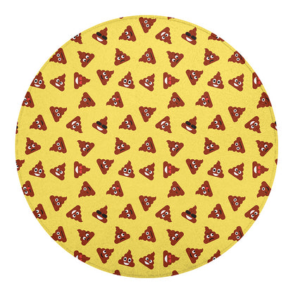 Poop Emoji Pattern Print Round Blanket