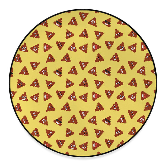 Poop Emoji Pattern Print Round Floor Mat