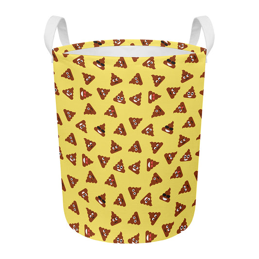 Poop Emoji Pattern Print Round Laundry Basket