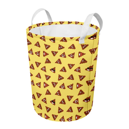 Poop Emoji Pattern Print Round Laundry Basket