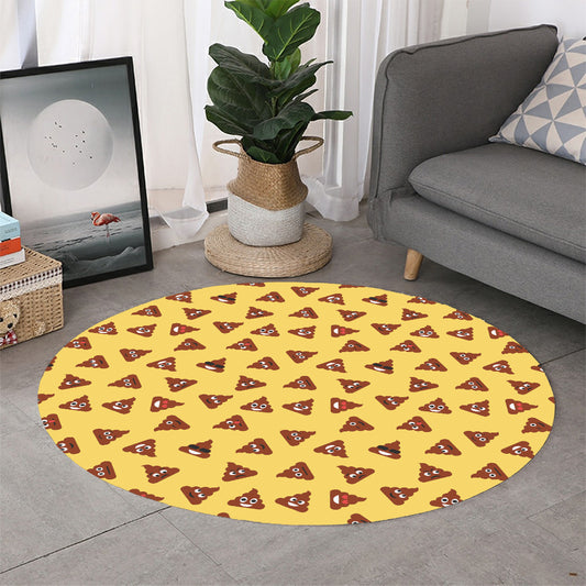 Poop Emoji Pattern Print Round Rug