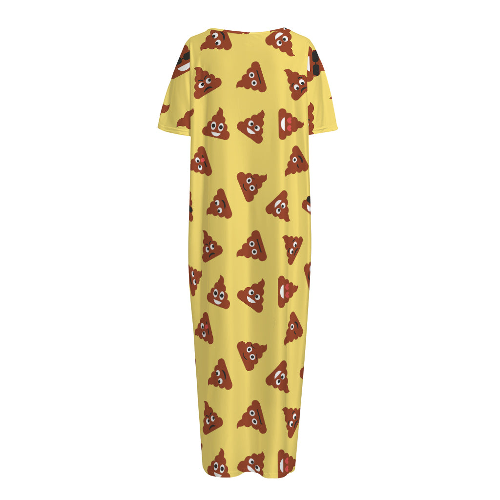 Poop Emoji Pattern Print Short Sleeve Long Nightdress