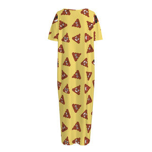 Poop Emoji Pattern Print Short Sleeve Long Nightdress