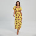 Poop Emoji Pattern Print Short Sleeve Maxi Dress