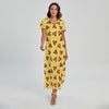 Poop Emoji Pattern Print Short Sleeve Maxi Dress