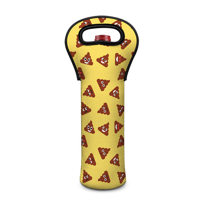 Poop Emoji Pattern Print Single Neoprene Wine Tote